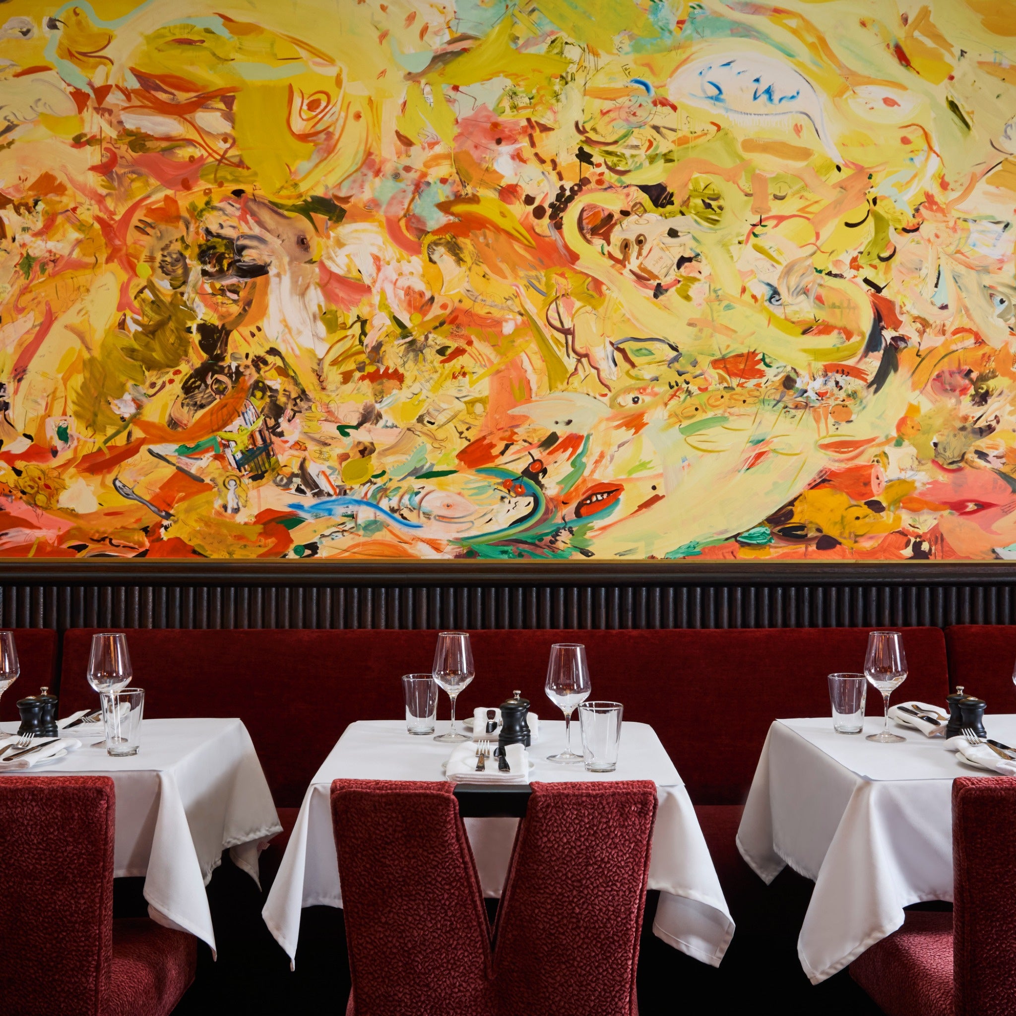 Timeline Fluted Half Inch Reeded solid wood wall panel showing reeded beaded half round profile installed as tambour slat wall acoustic paneling in real hardwood stained in a walnut finish