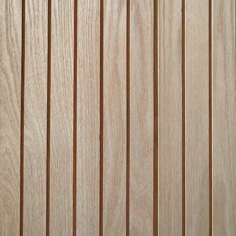Timeline Fluted Thin Square solid oak wall panel showing grooved square profile for fluted tambour slat wall acoustic paneling in real hardwood