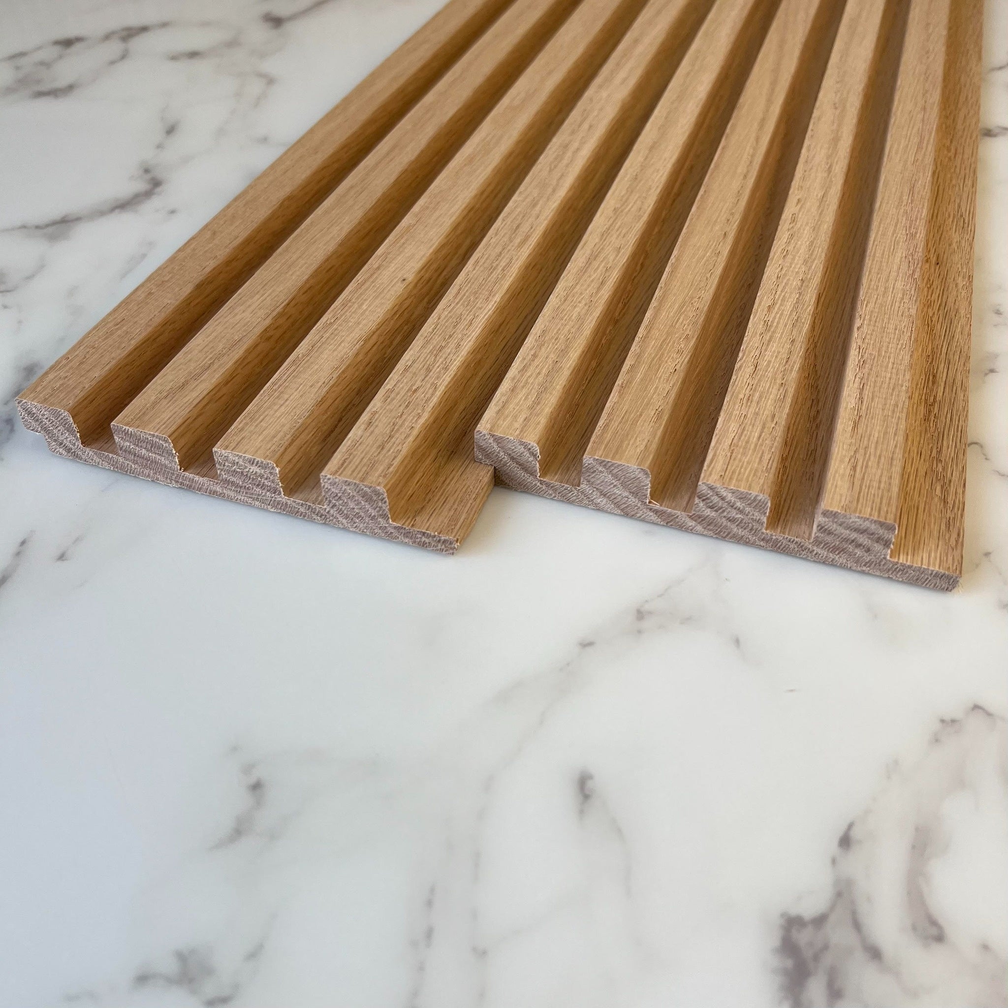 Timeline Fluted Cube solid wood wall panel showing fluted cube profile close-up for slat wall paneling, tambour, and solid wood acoustic wall paneling