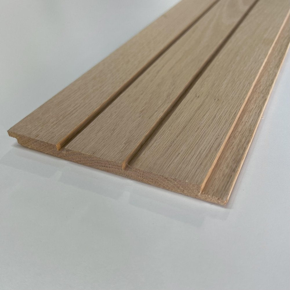 Timeline Fluted Thin Square solid oak wall panel showing grooved square profile for fluted tambour slat wall acoustic paneling in real hardwood